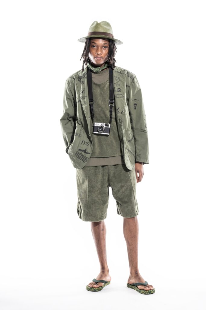 green relaxed jacket and shorts