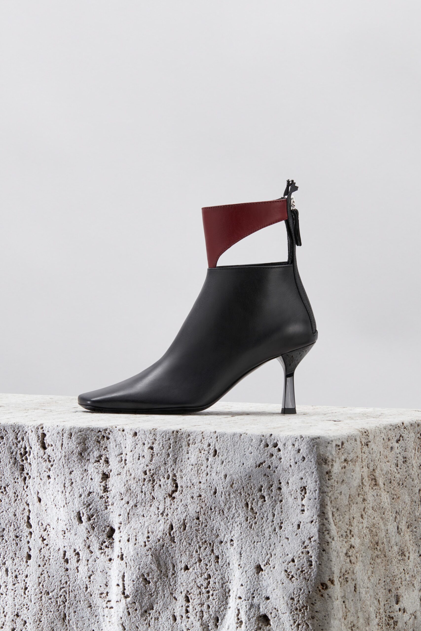 black and red leather shoes