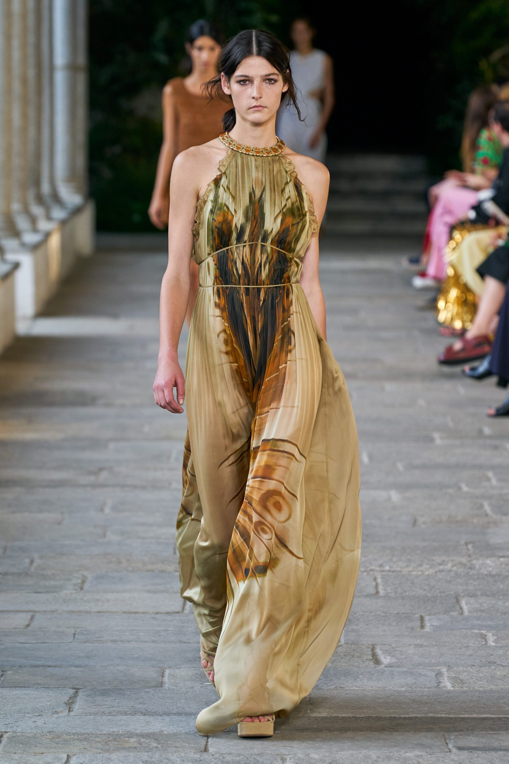 gold and brown flowing gown