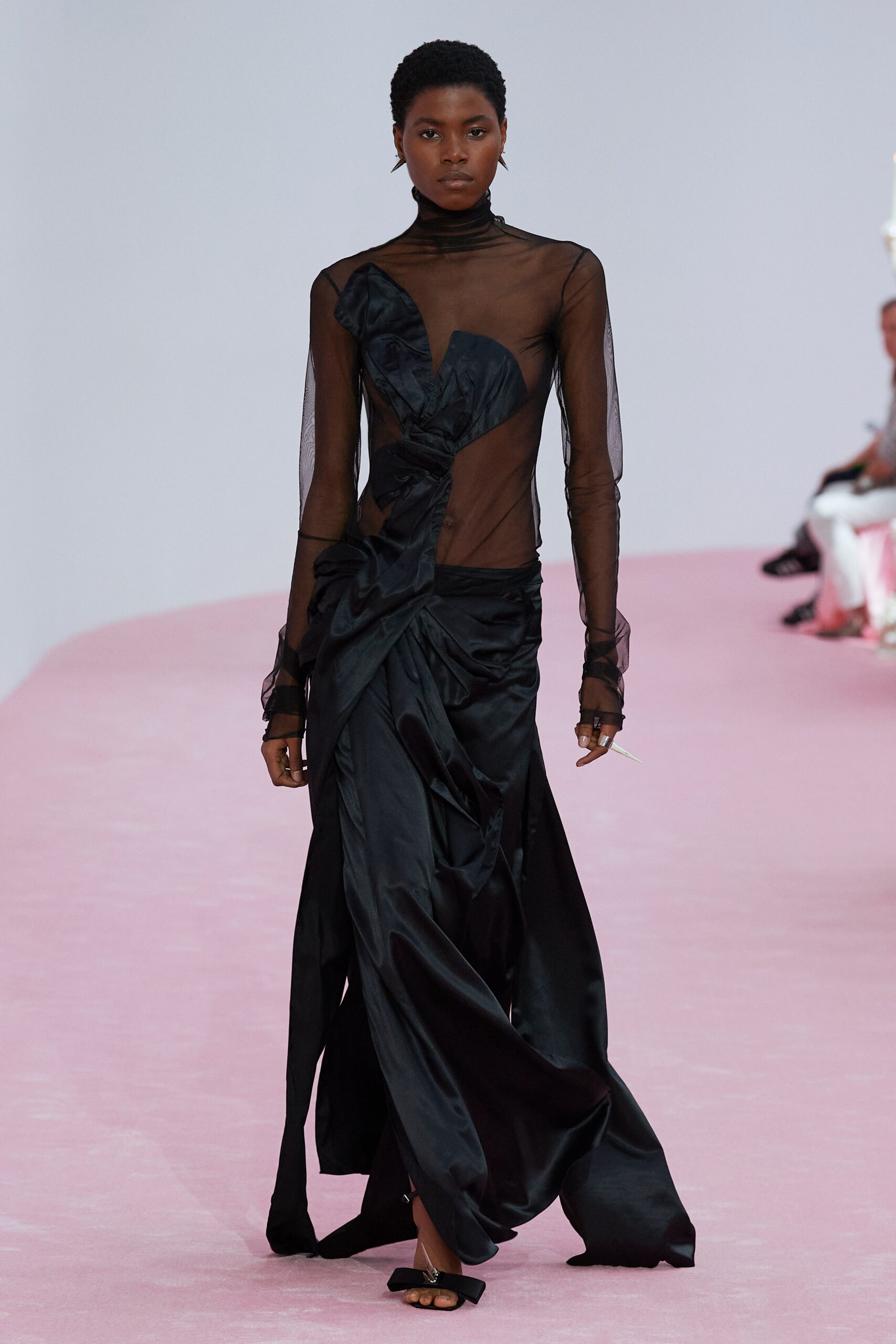 black silk fitted gown
