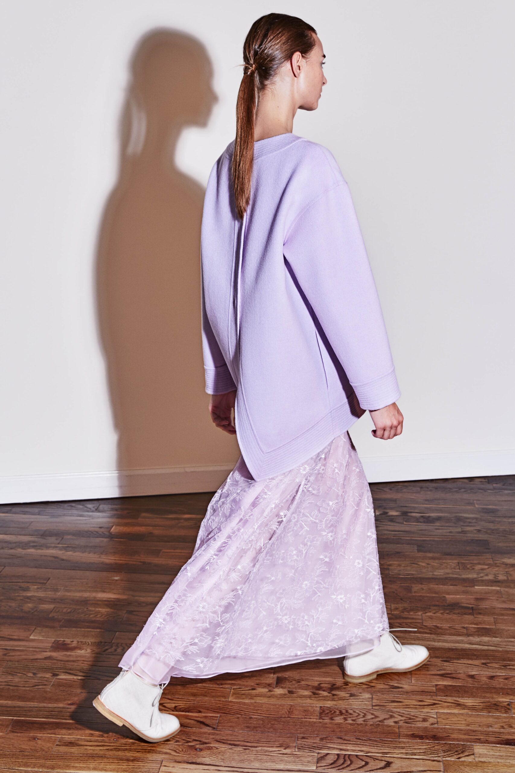 purple wool long-sleeve oversized cropped sweater