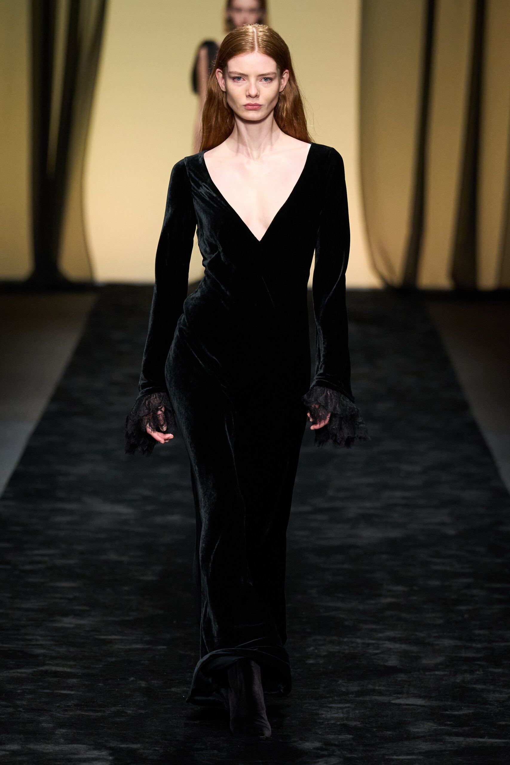 black velvet fitted gown