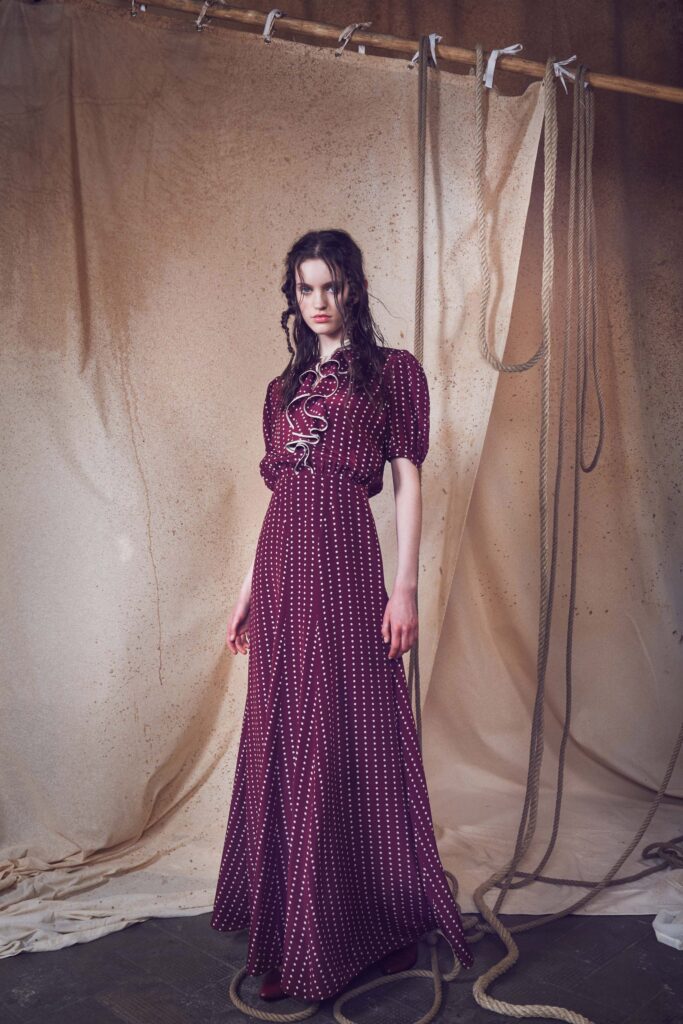 maroon silk pleated maxi dress