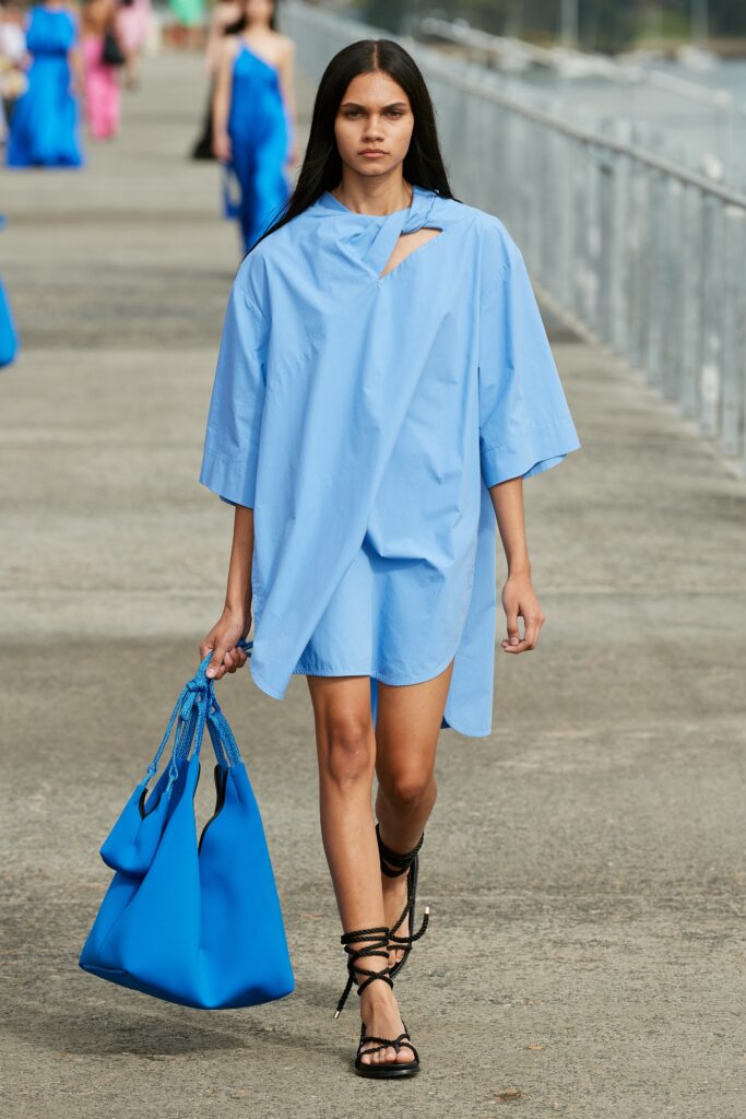 blue relaxed dress with cutout