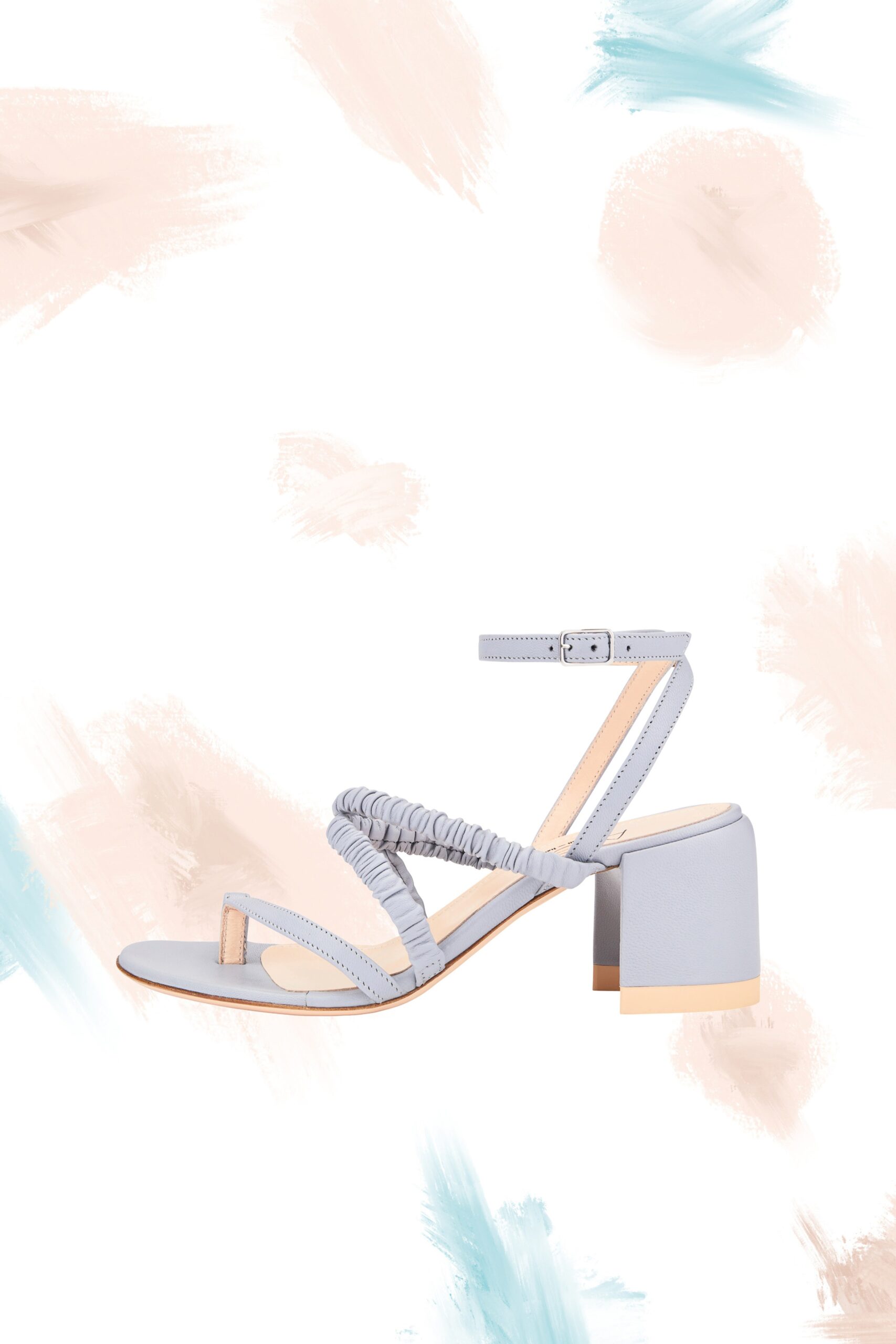 blue leather ruched shoes