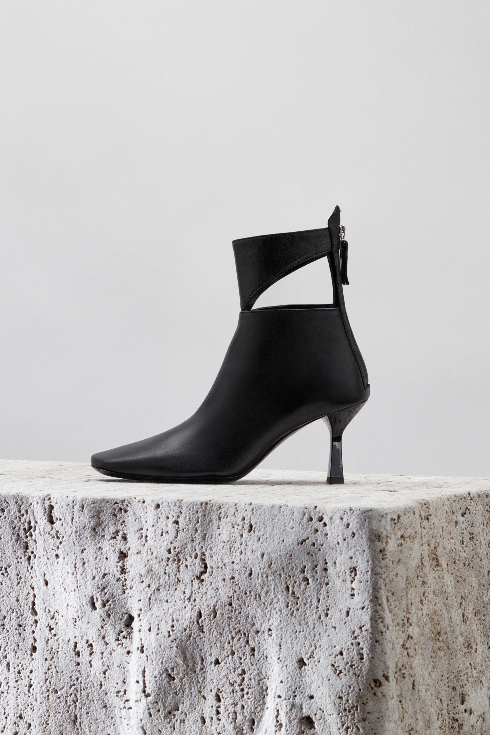 black leather fitted boots