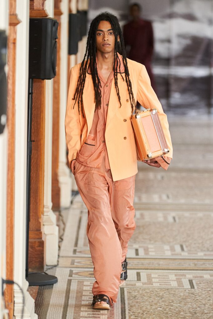 orange cotton relaxed suit
