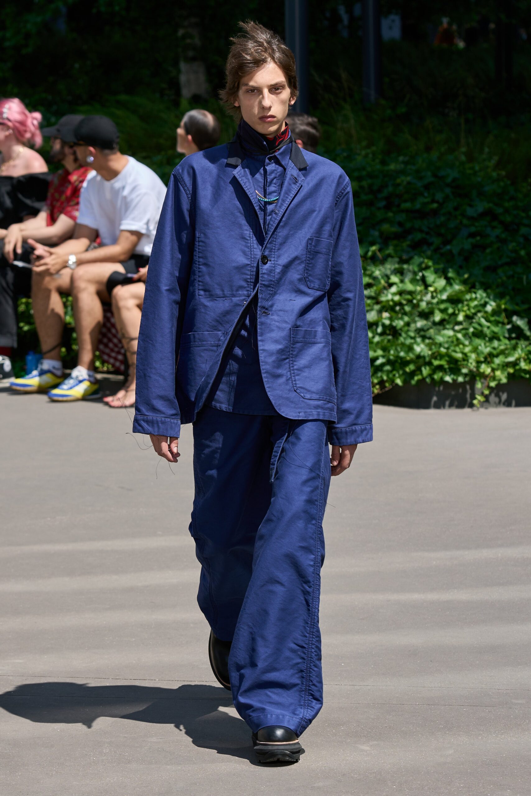 blue relaxed cotton jacket and pants