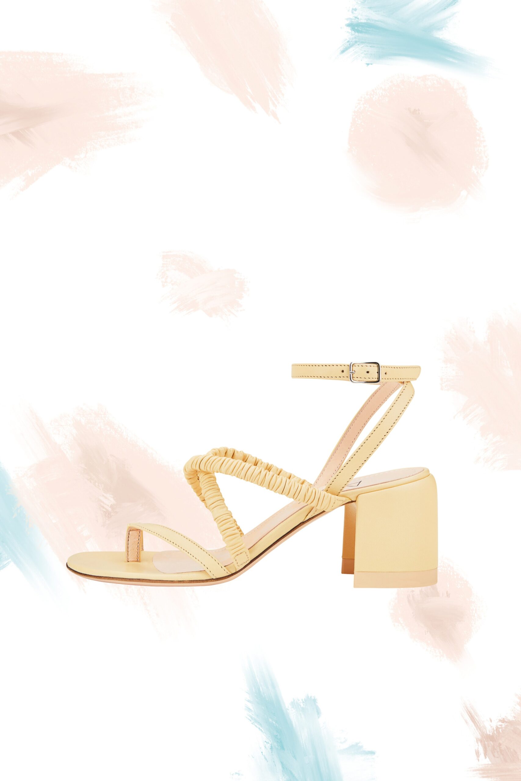 yellow strappy leather shoes