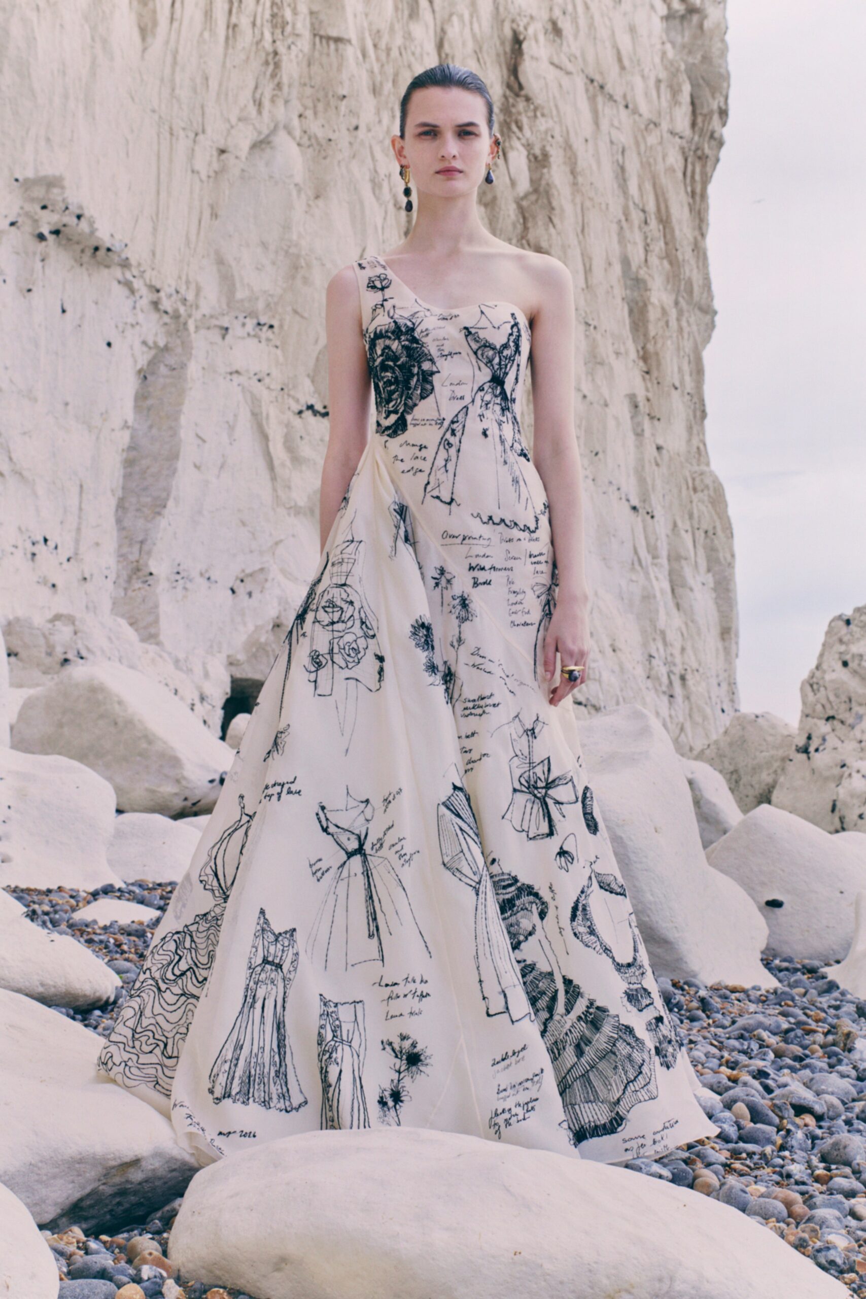 white silk sleeveless gown