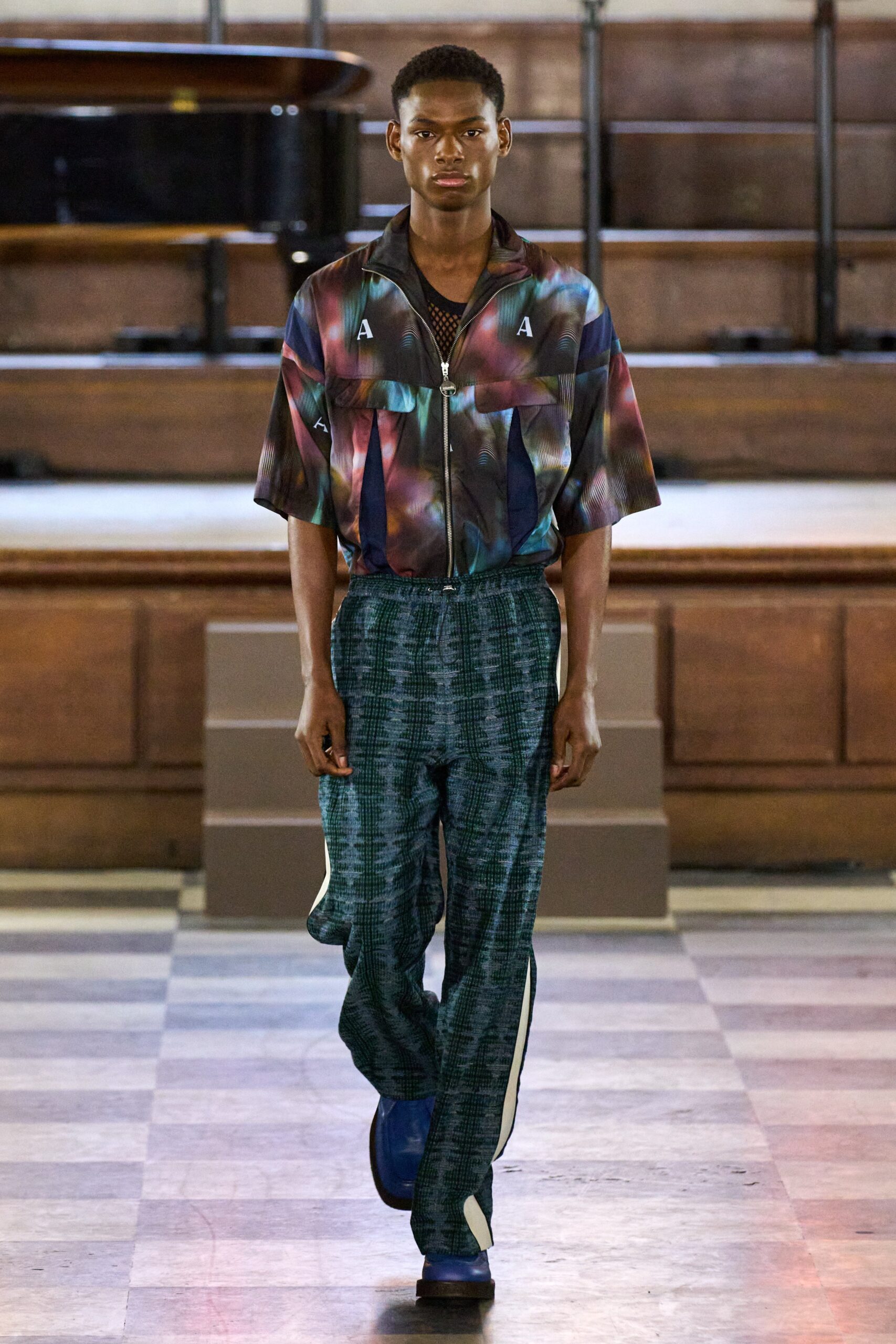 multi silk short-sleeve collared relaxed printed shirt