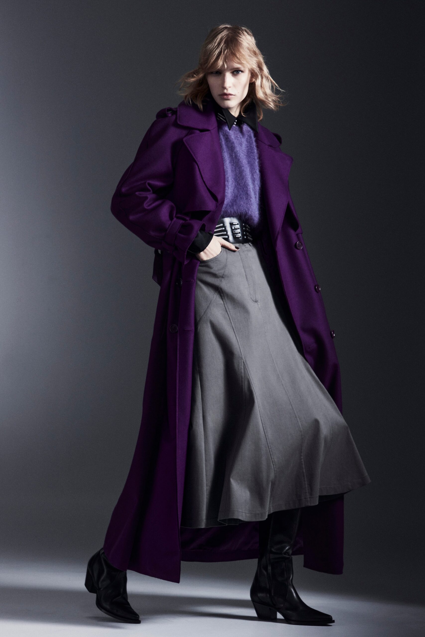 purple wool oversized coat