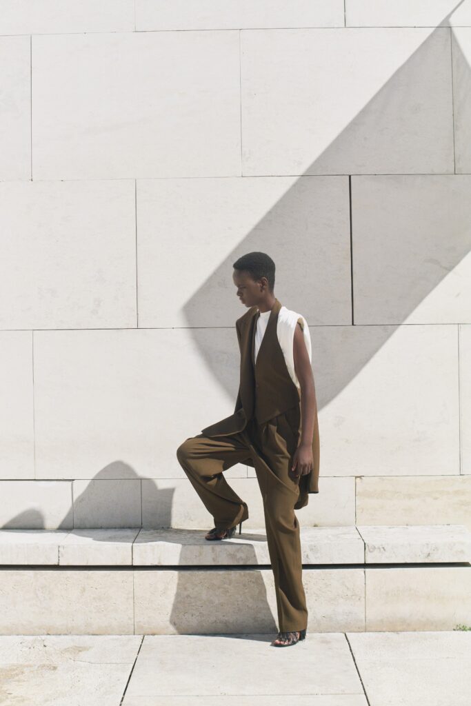 brown fitted sleeveless jumpsuit