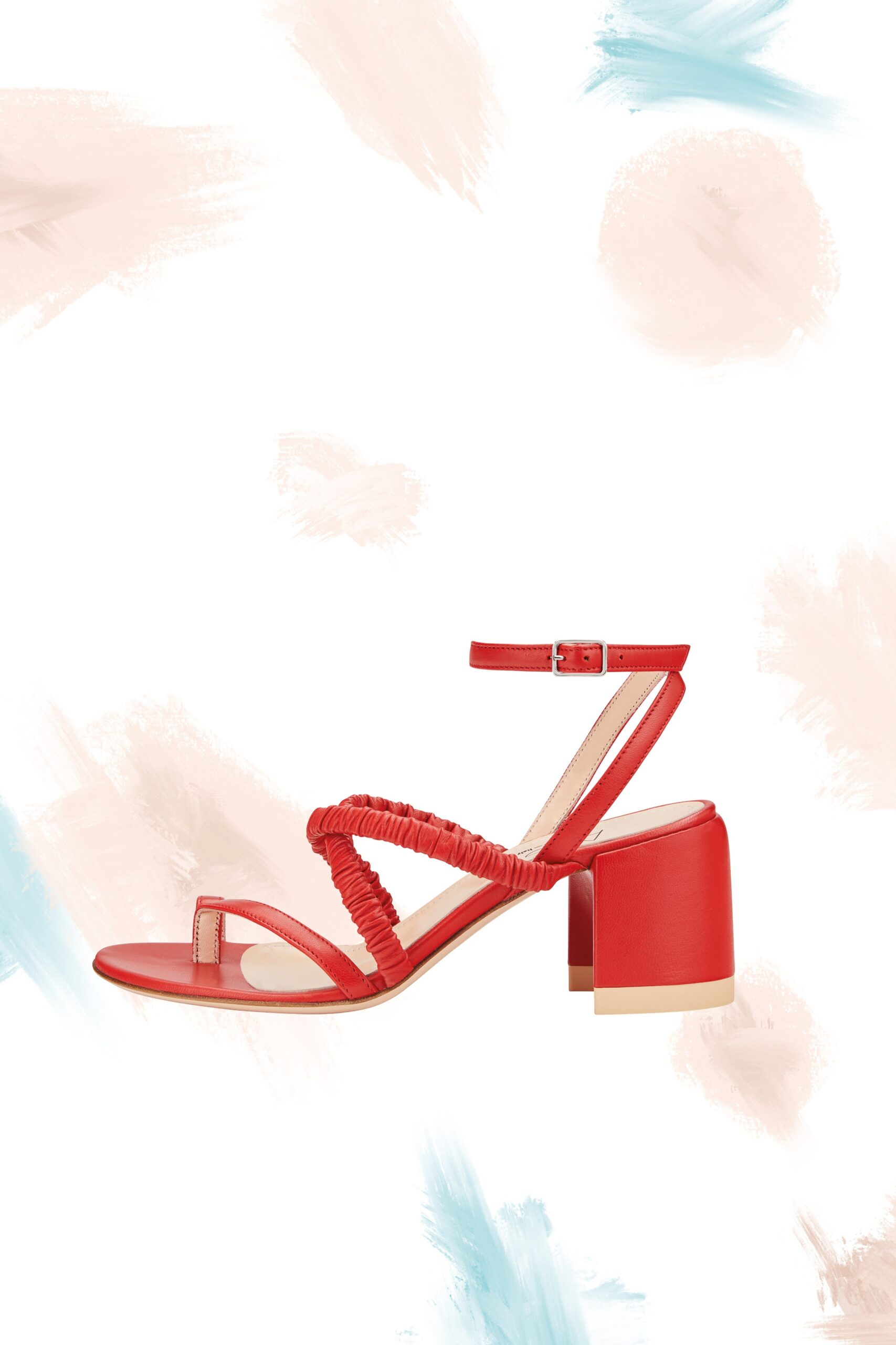 red leather strappy shoes