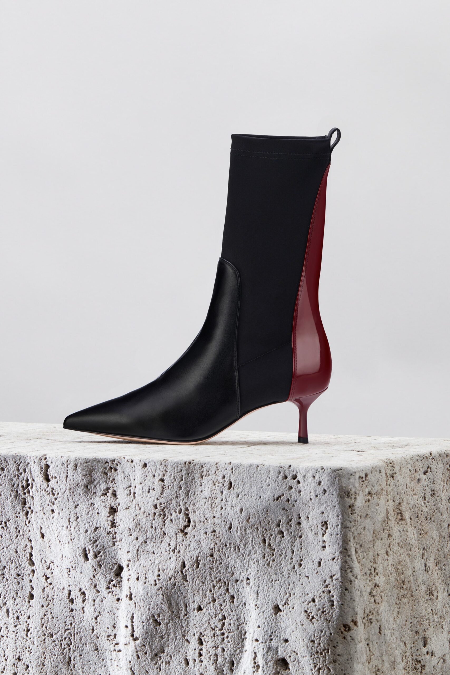 black and red fitted boots