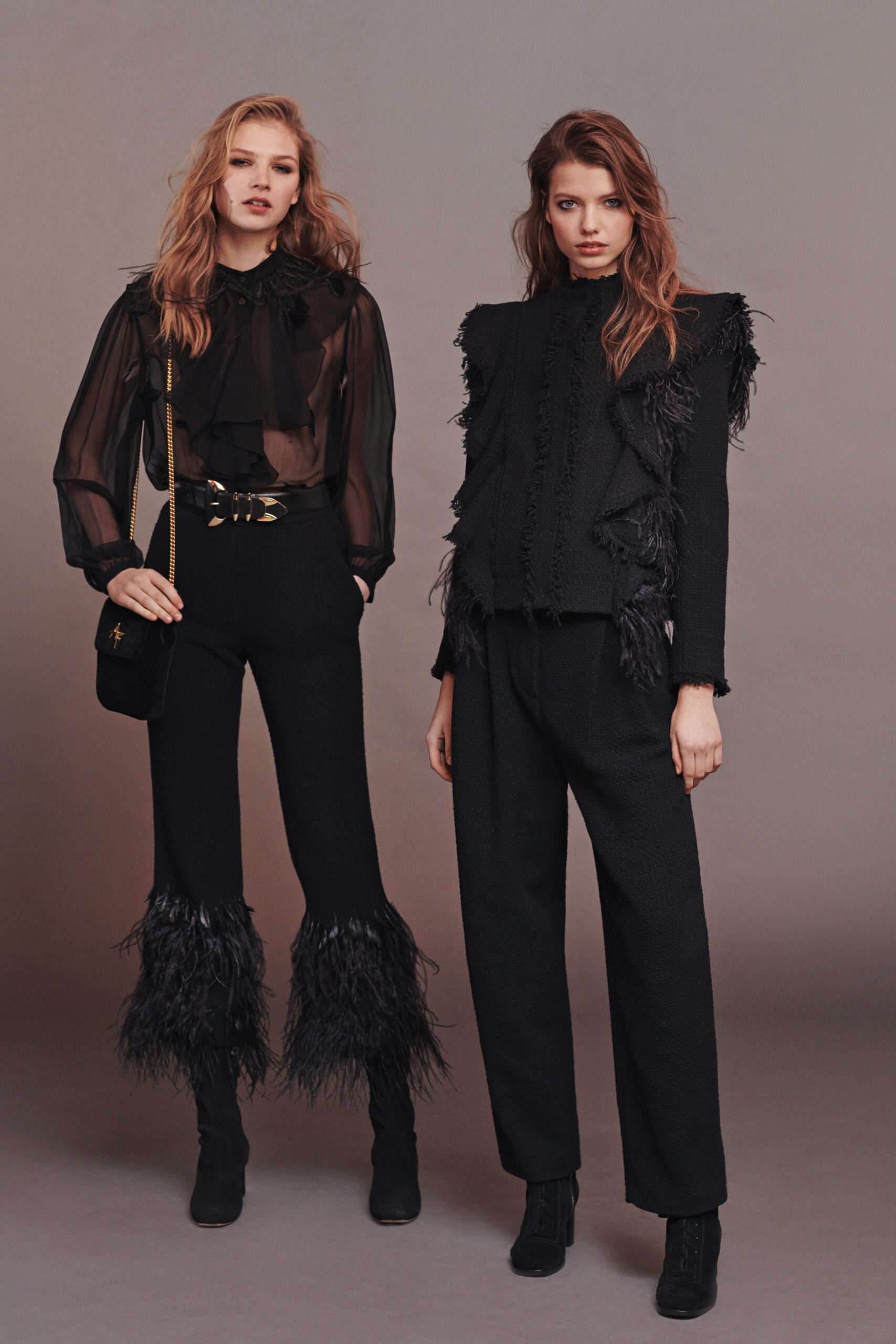 black silk blouse and pants
