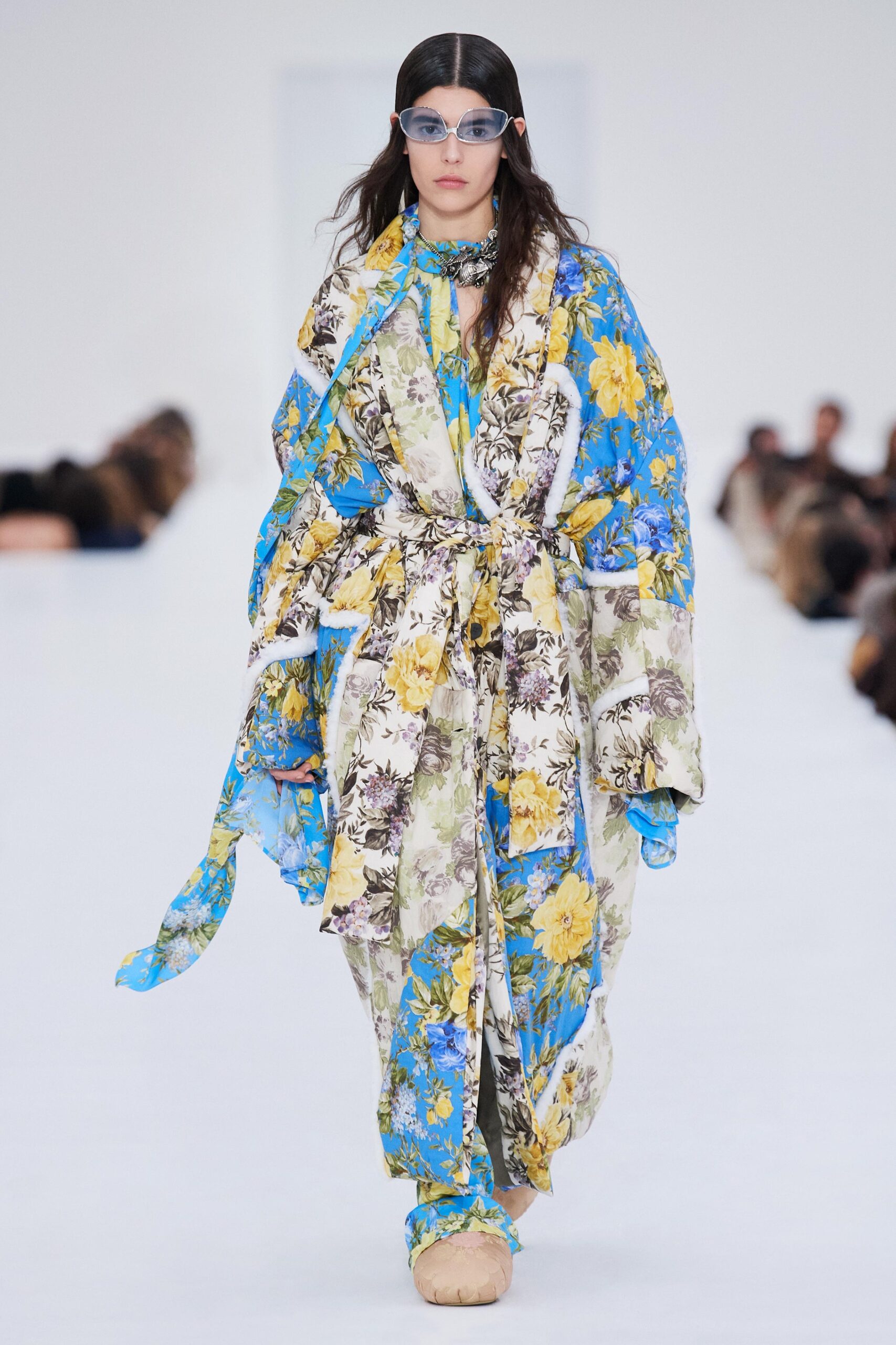 floral maxi dress with sunglasses
