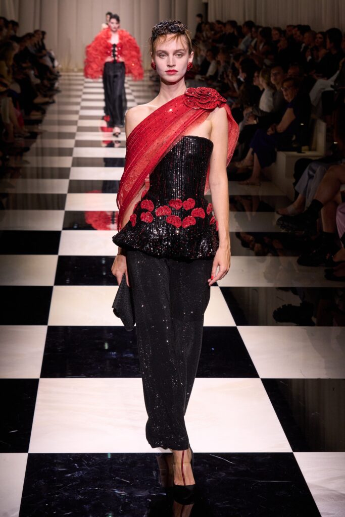 black and red corset with pants