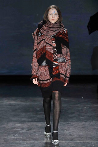 black wool midi dress with scarf