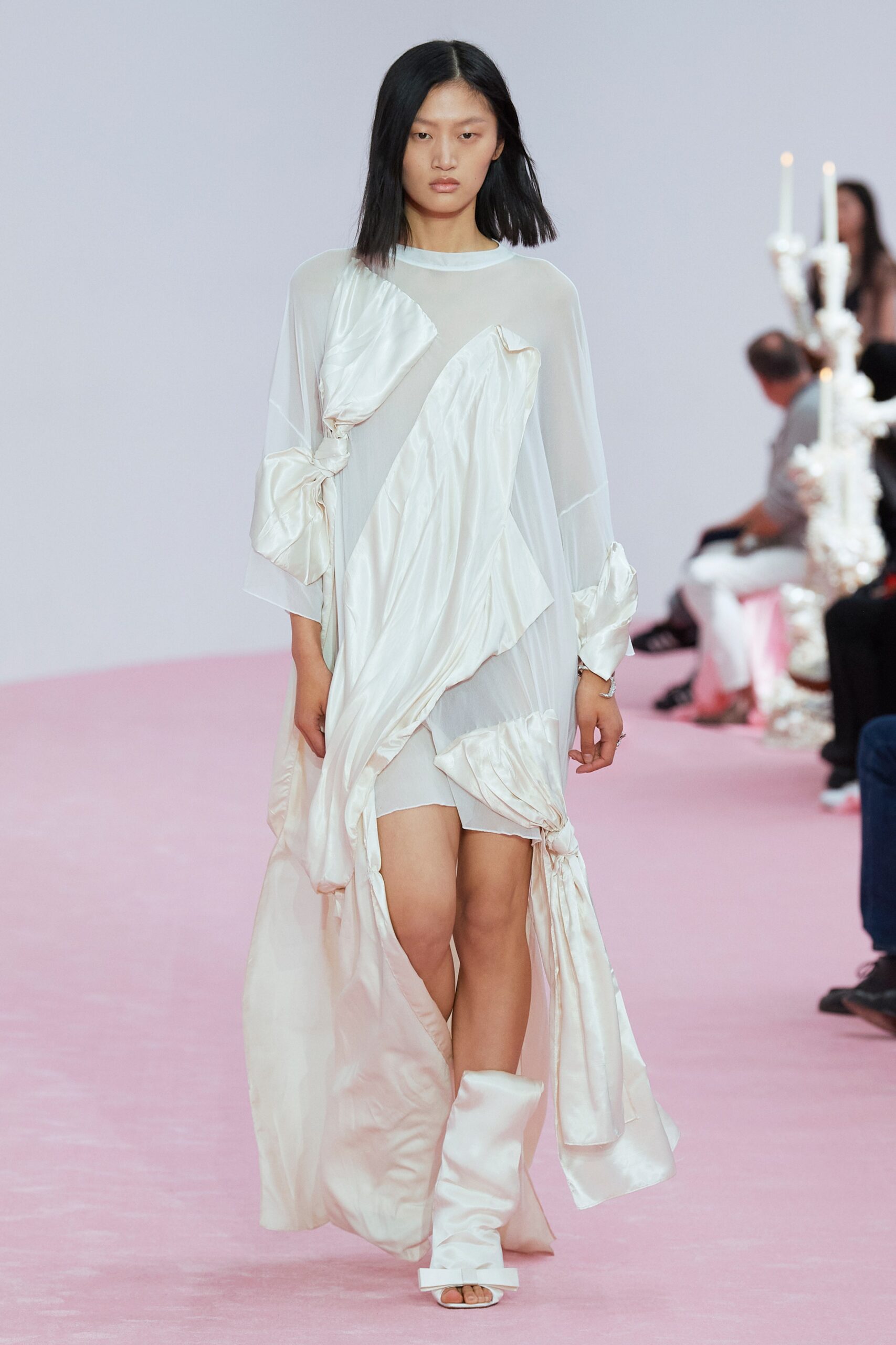white silk relaxed midi dress