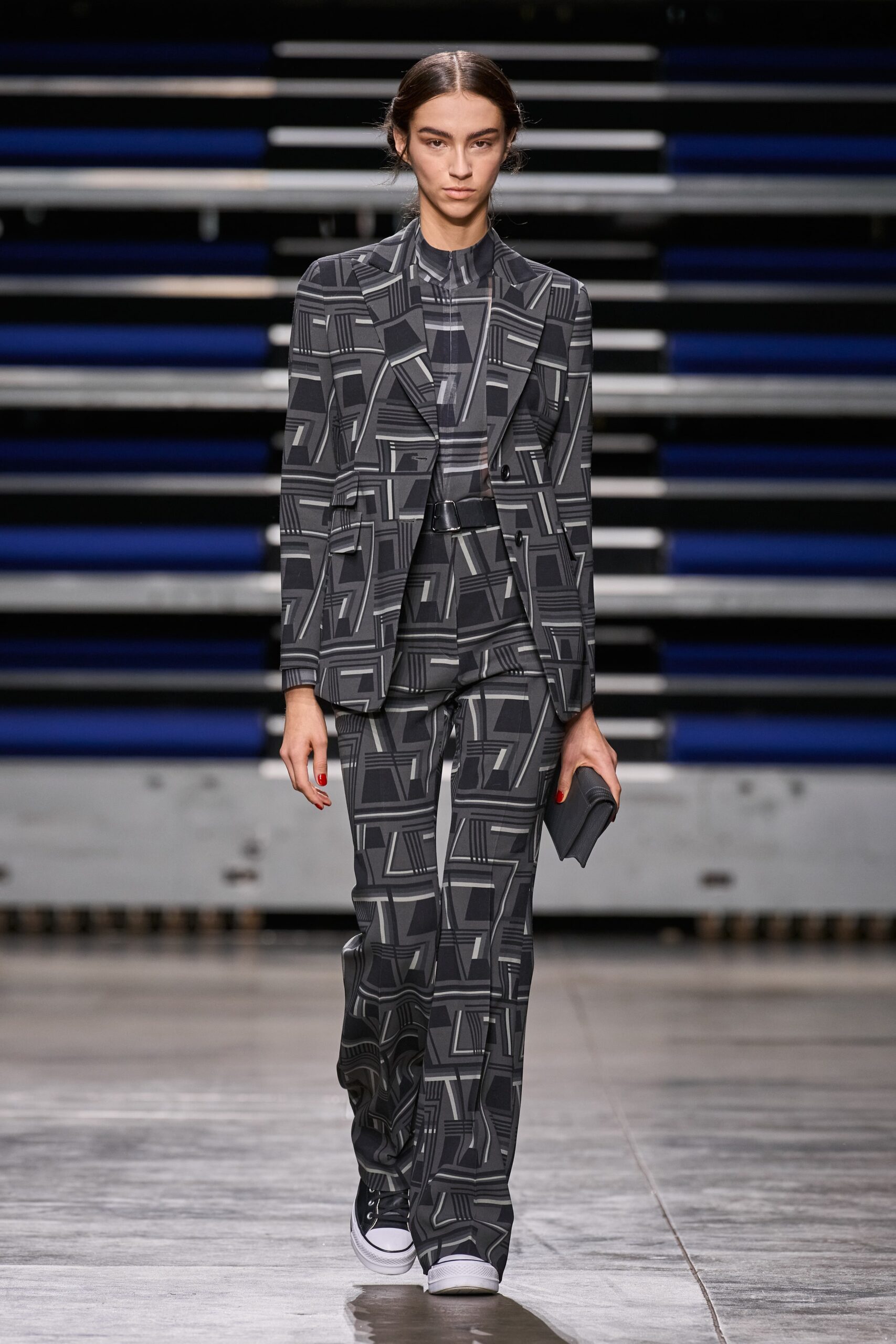 tailored black and gray suit