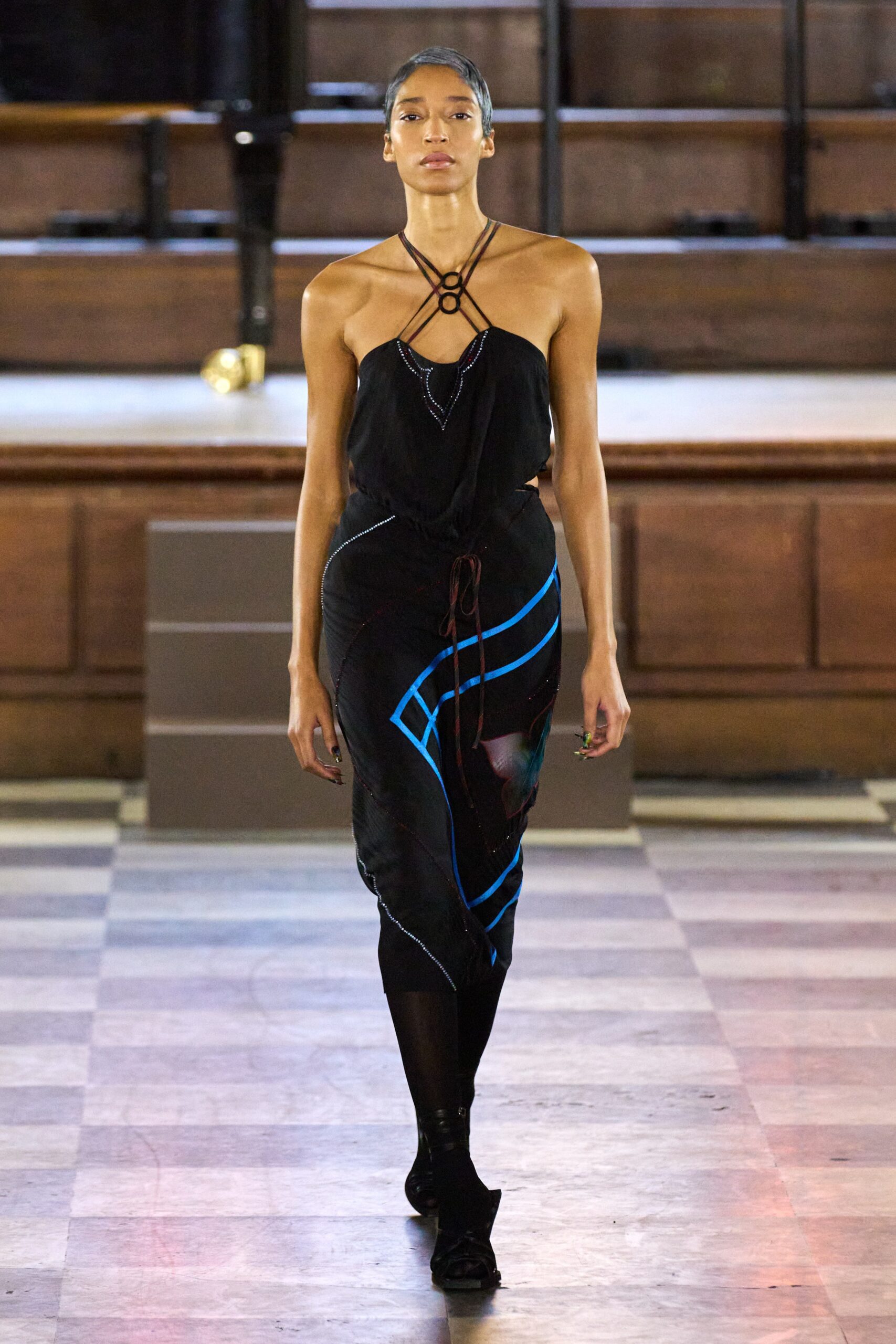 black silk sleeveless dress