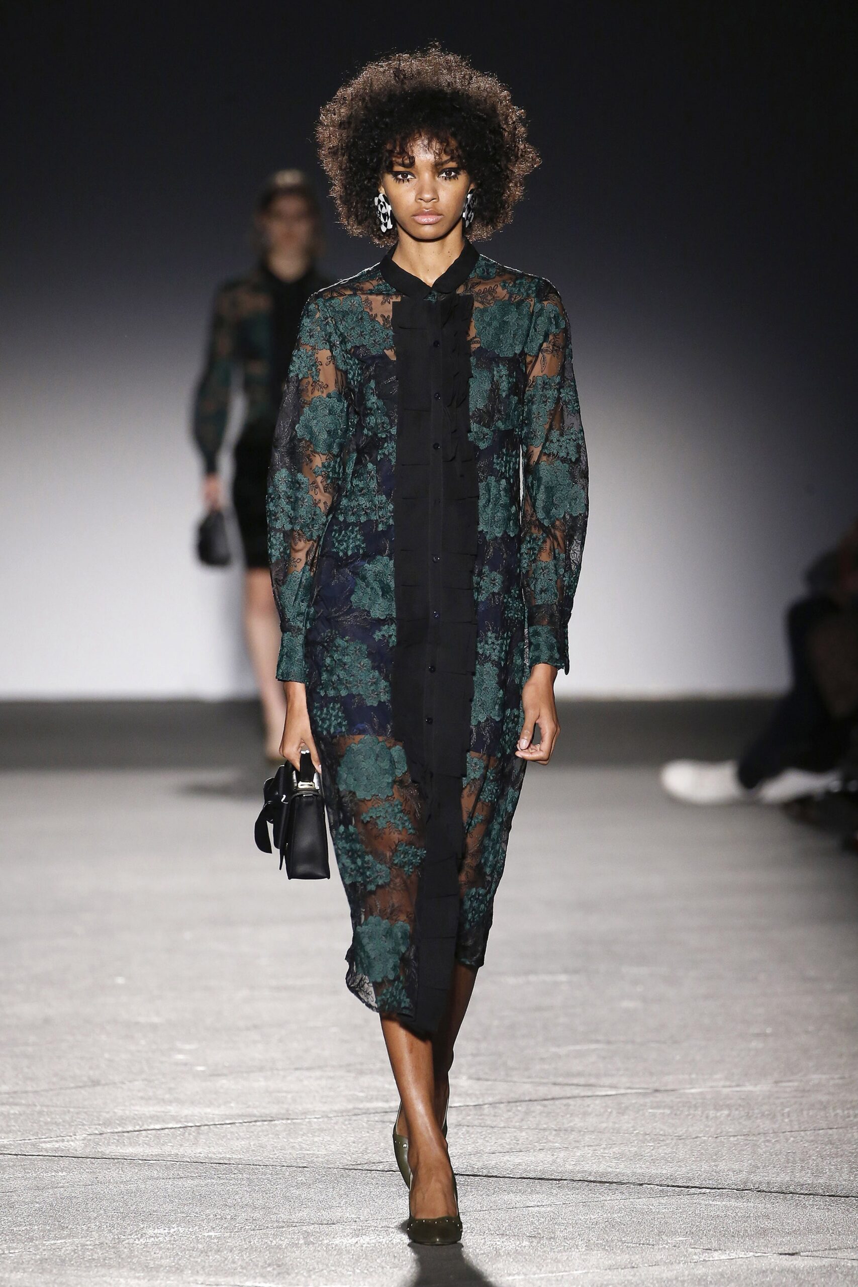floral midi dress with long sleeves
