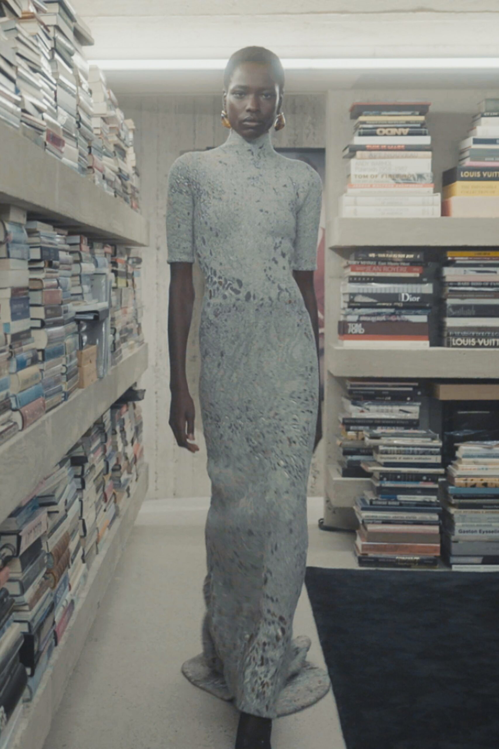 gray lace fitted gown