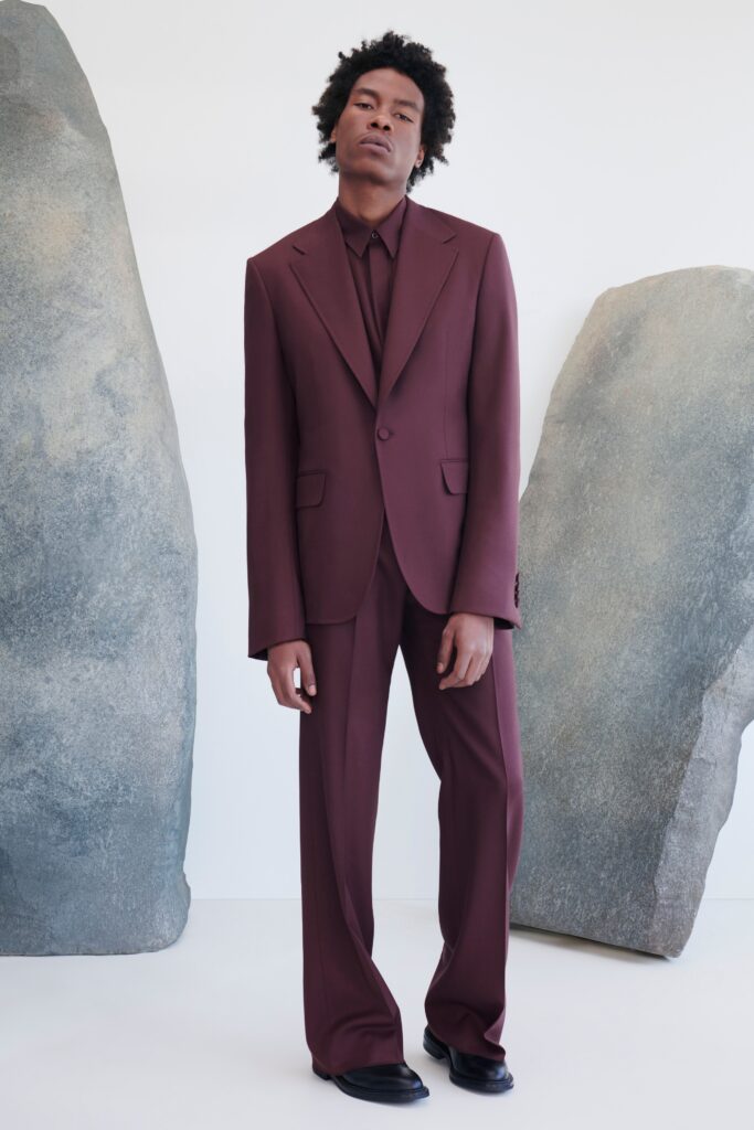 maroon tailored suit