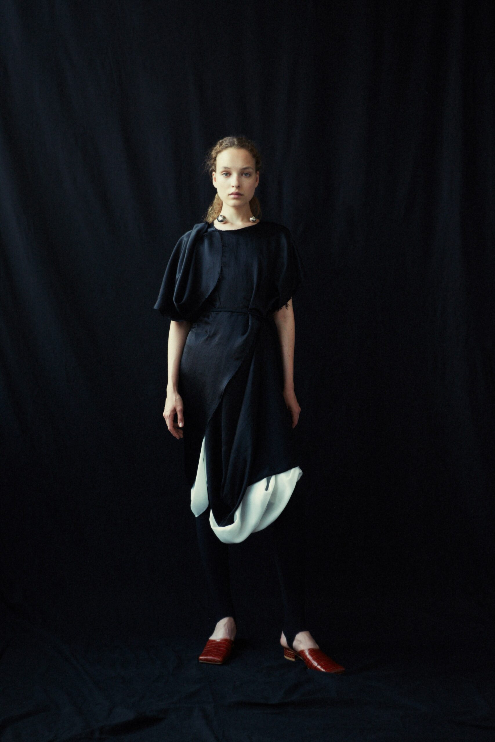 black and white asymmetric dress