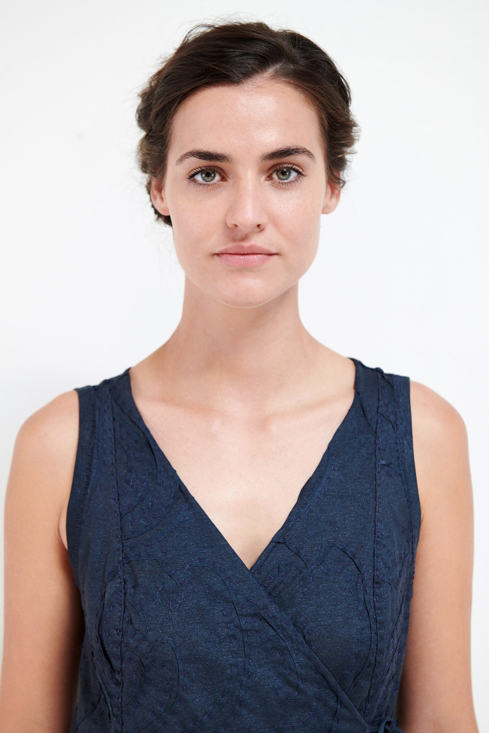 blue cotton sleeveless dress