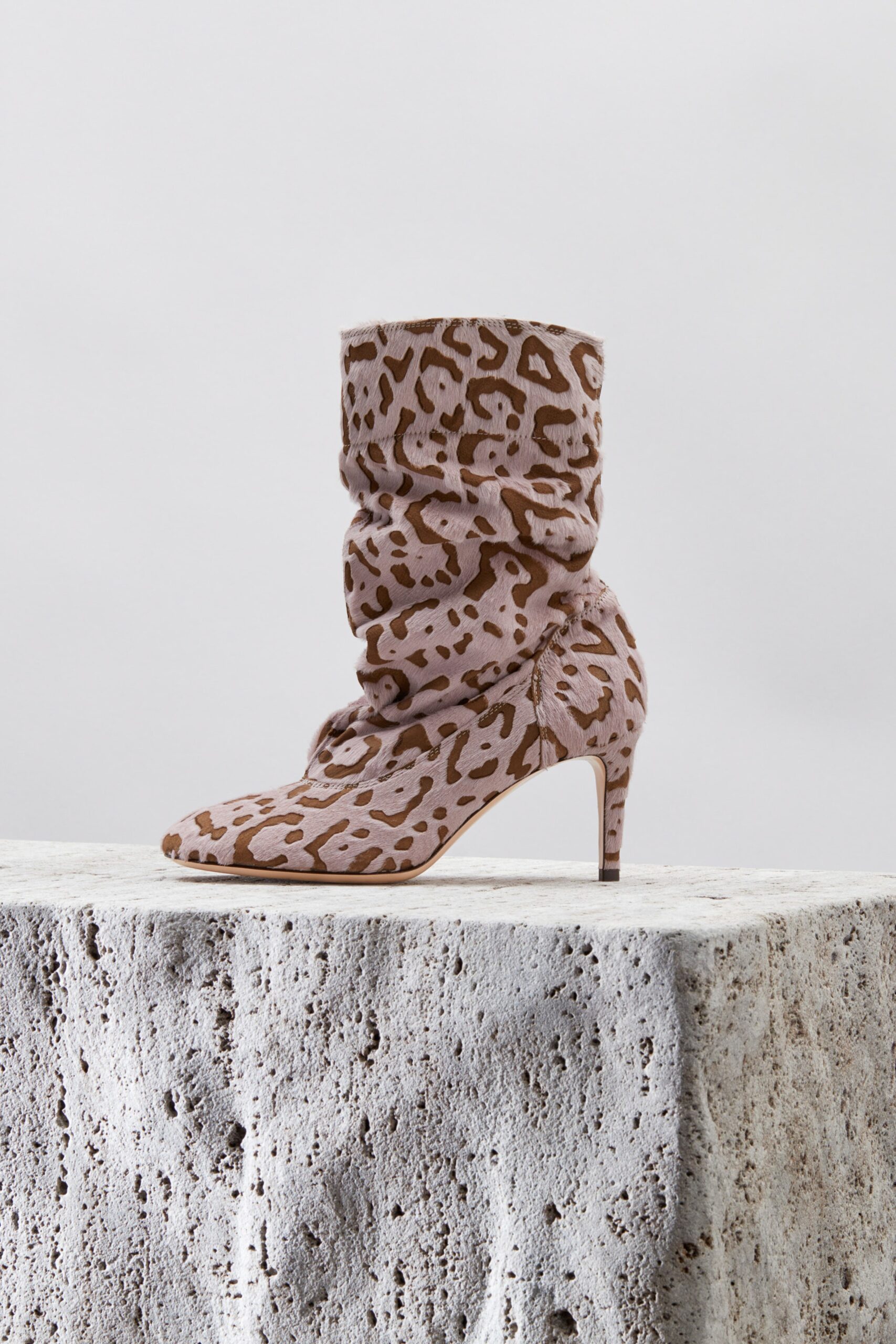 brown beige animal-print boots