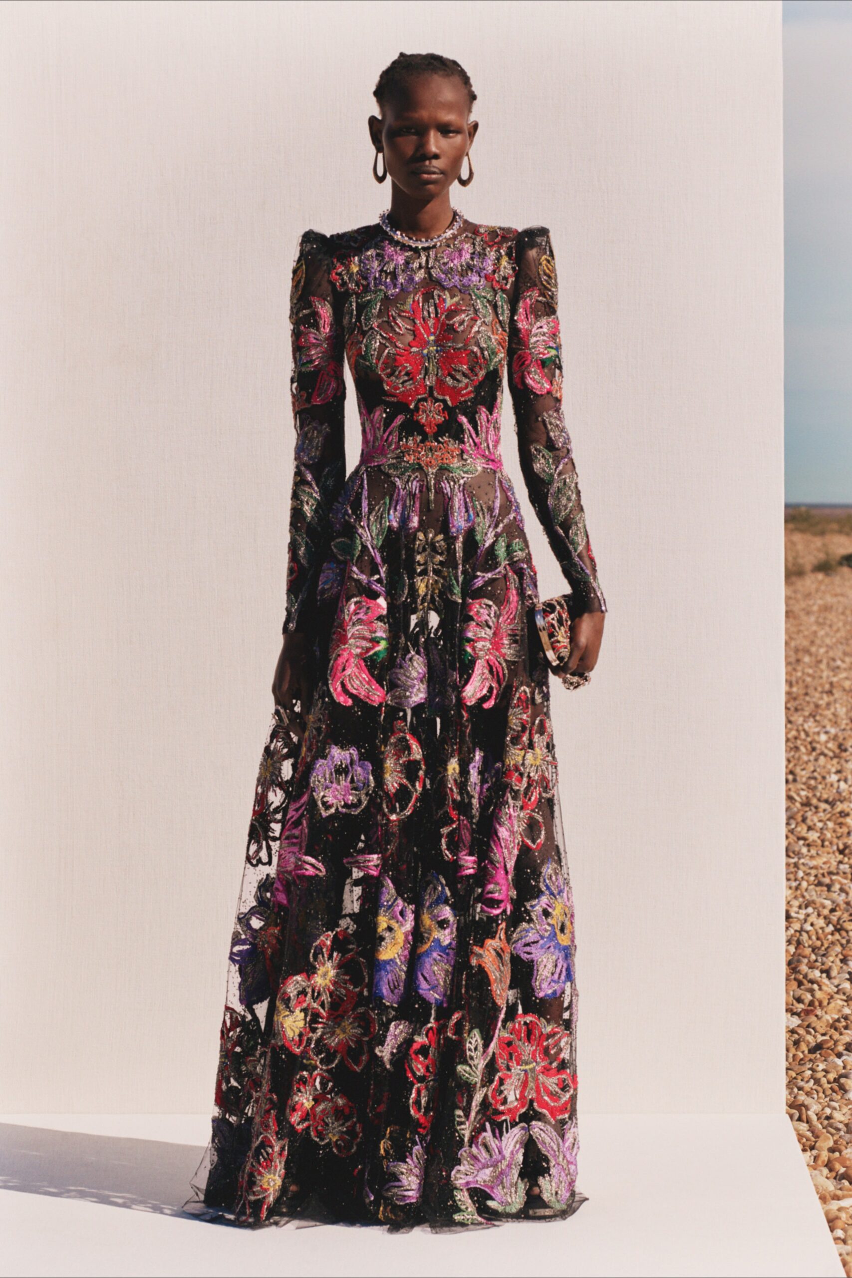 black embroidered maxi gown