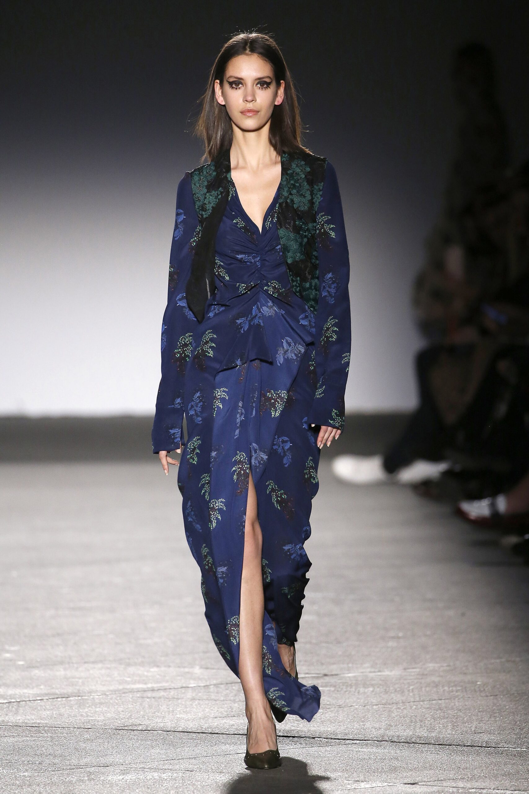 blue floral silk midi dress