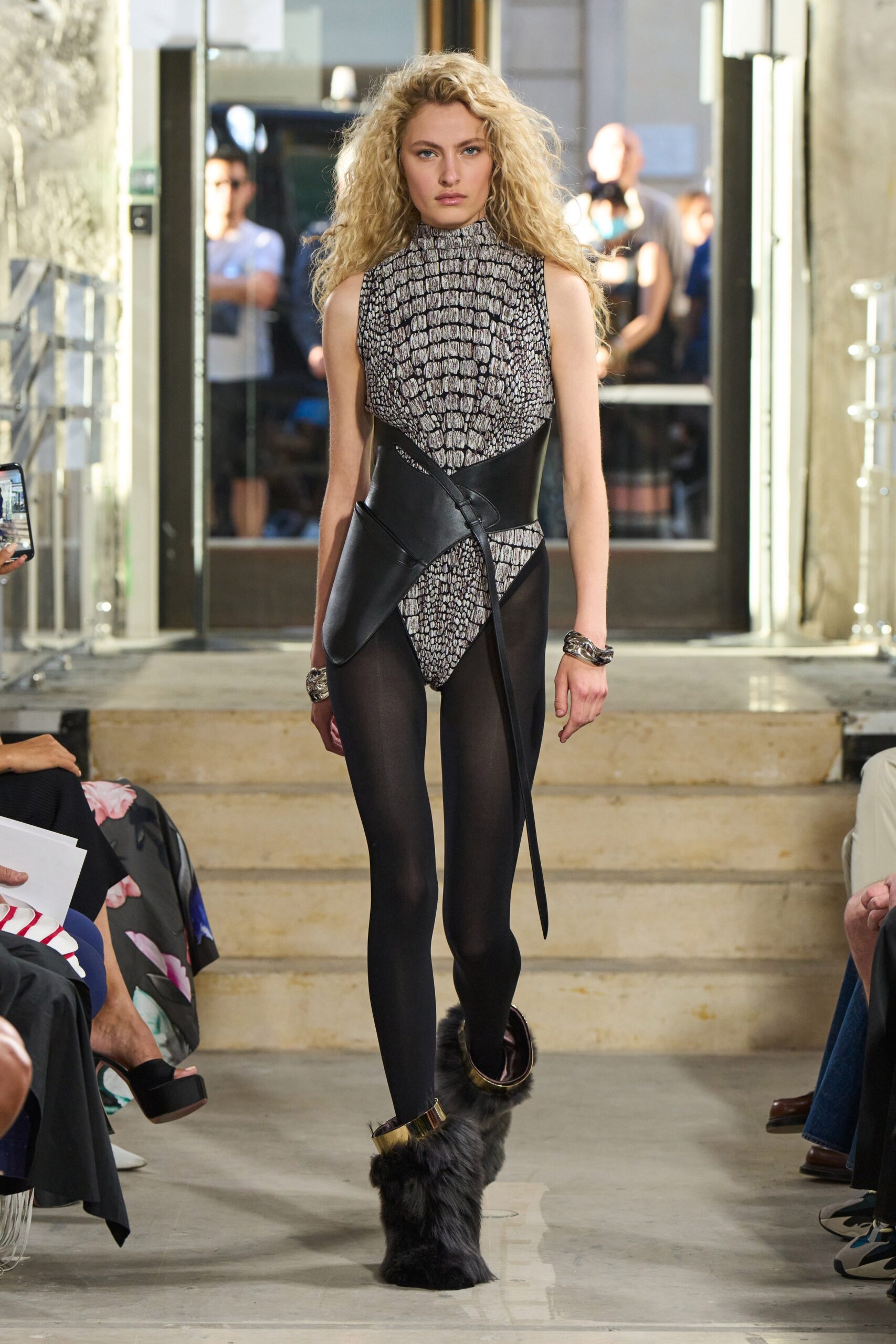 black and white printed bodysuit