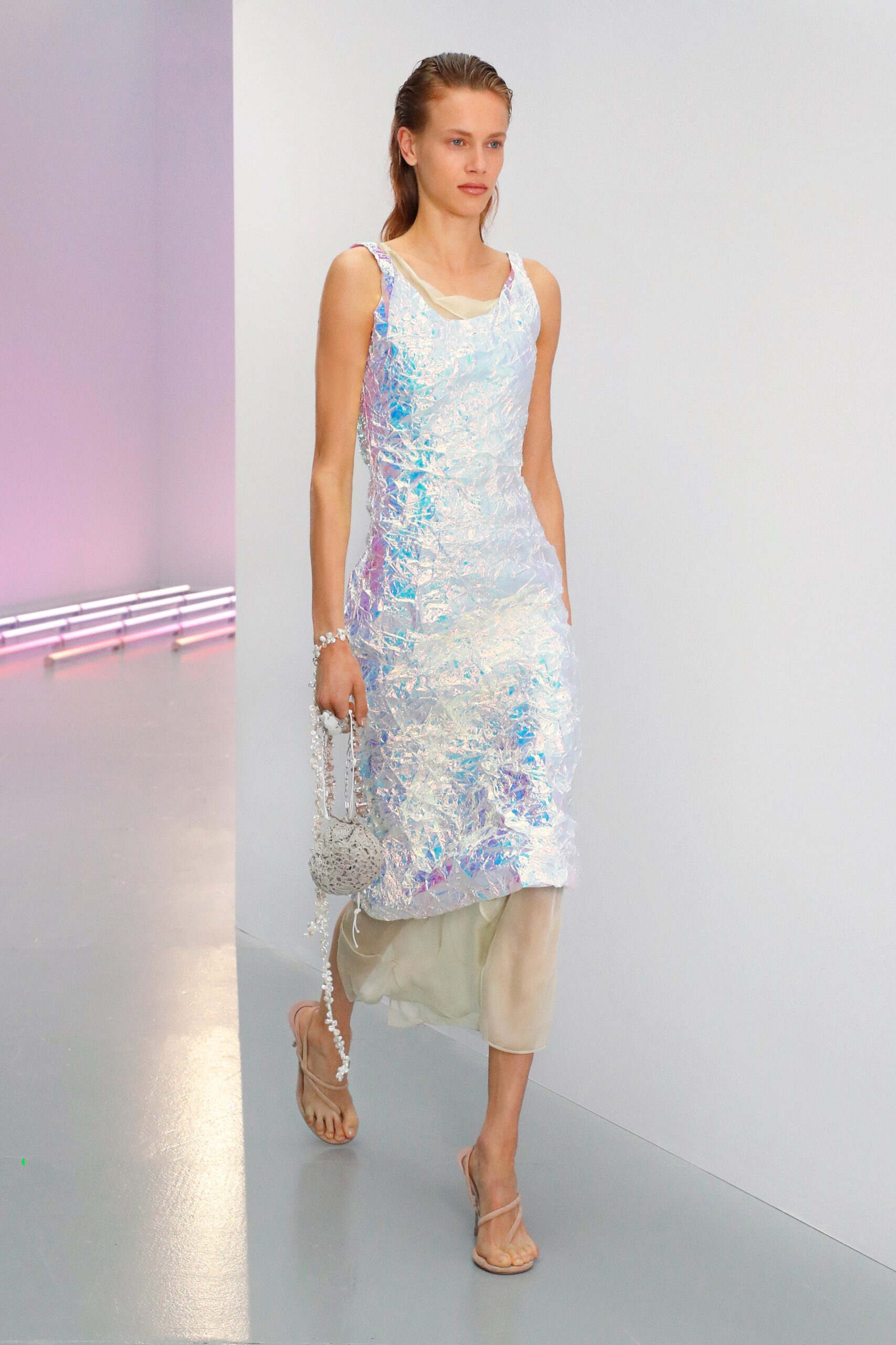 sheer multi-colored midi dress