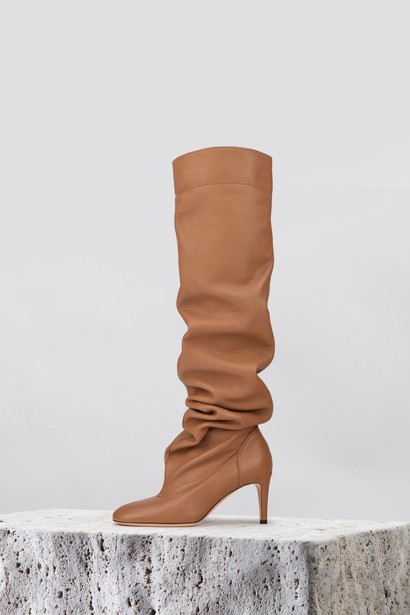 brown leather slouchy boots