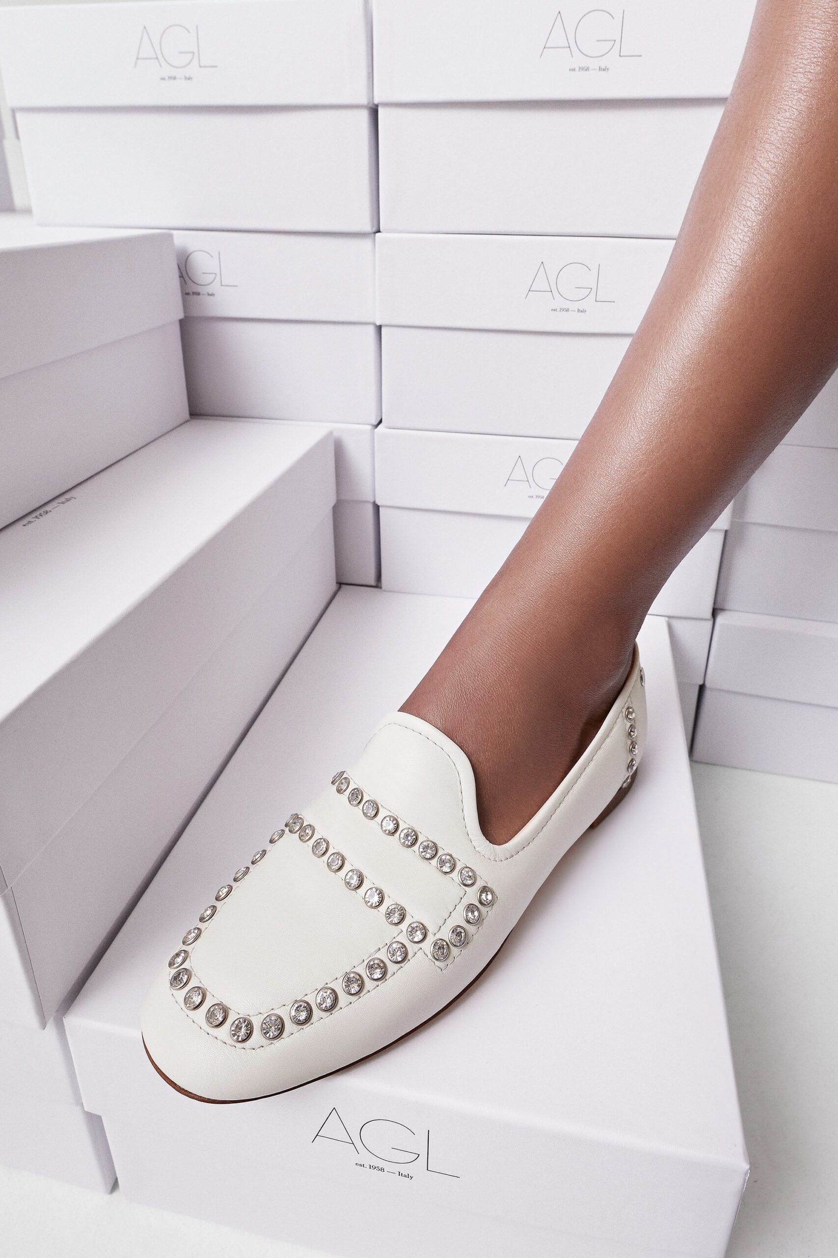 white leather beaded shoes