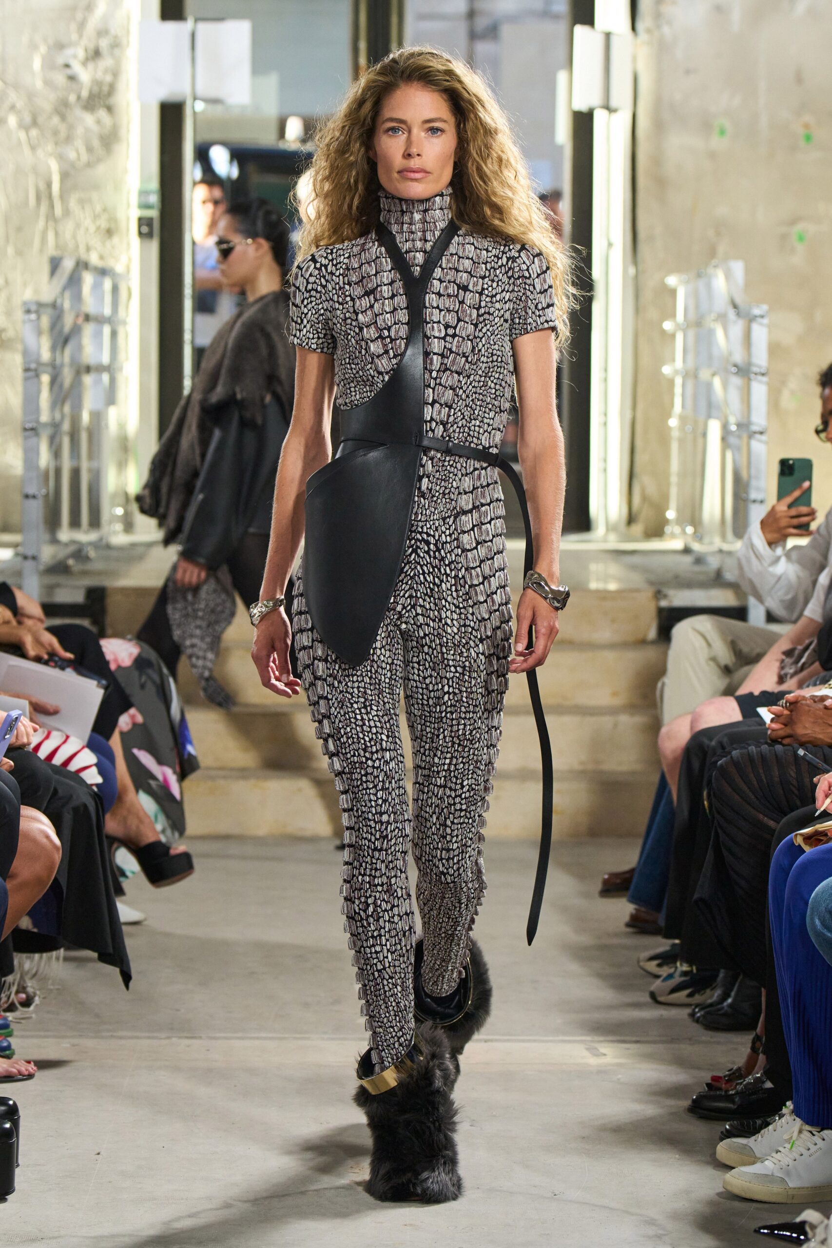 black and white printed catsuit