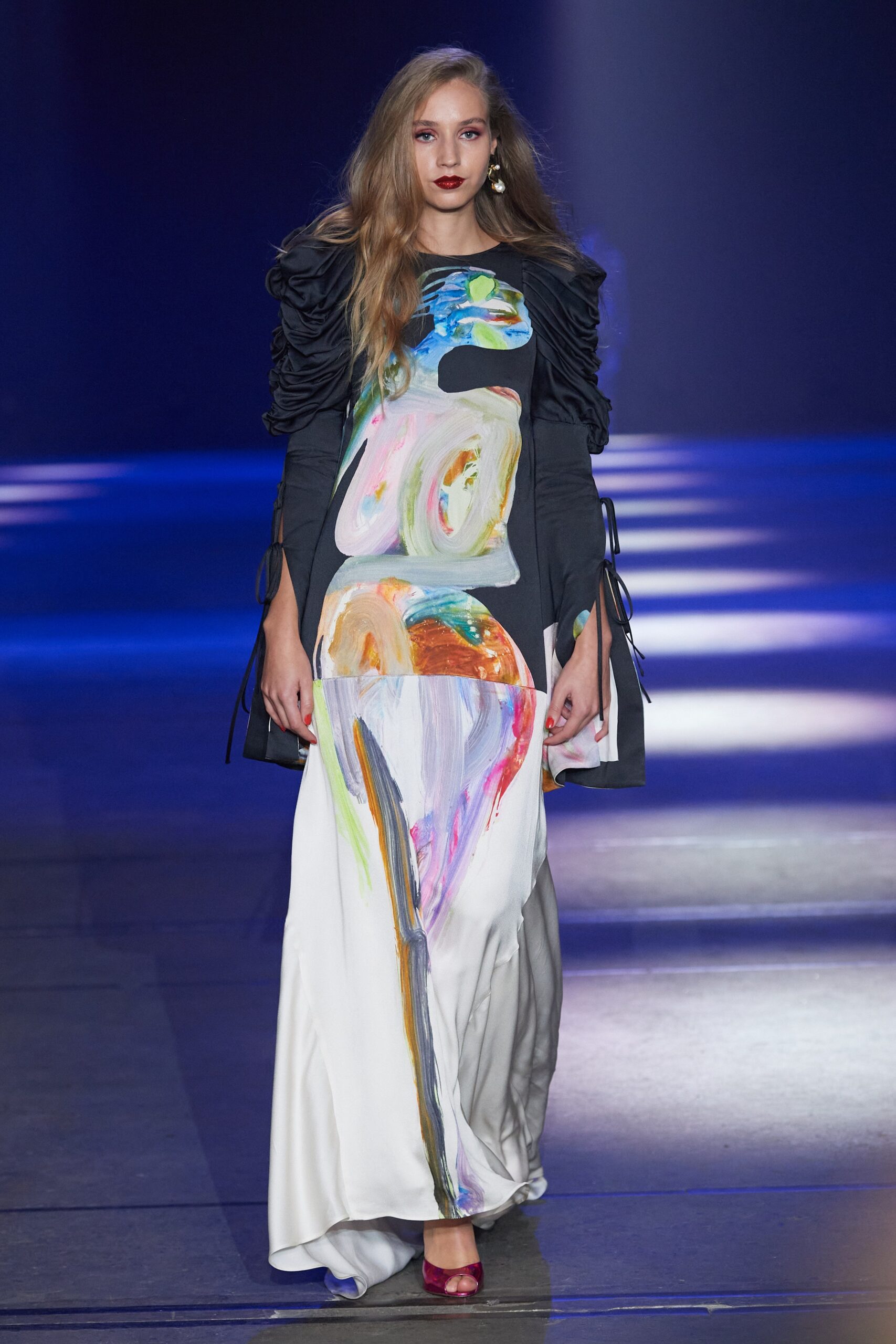 black and white multi-colored dress