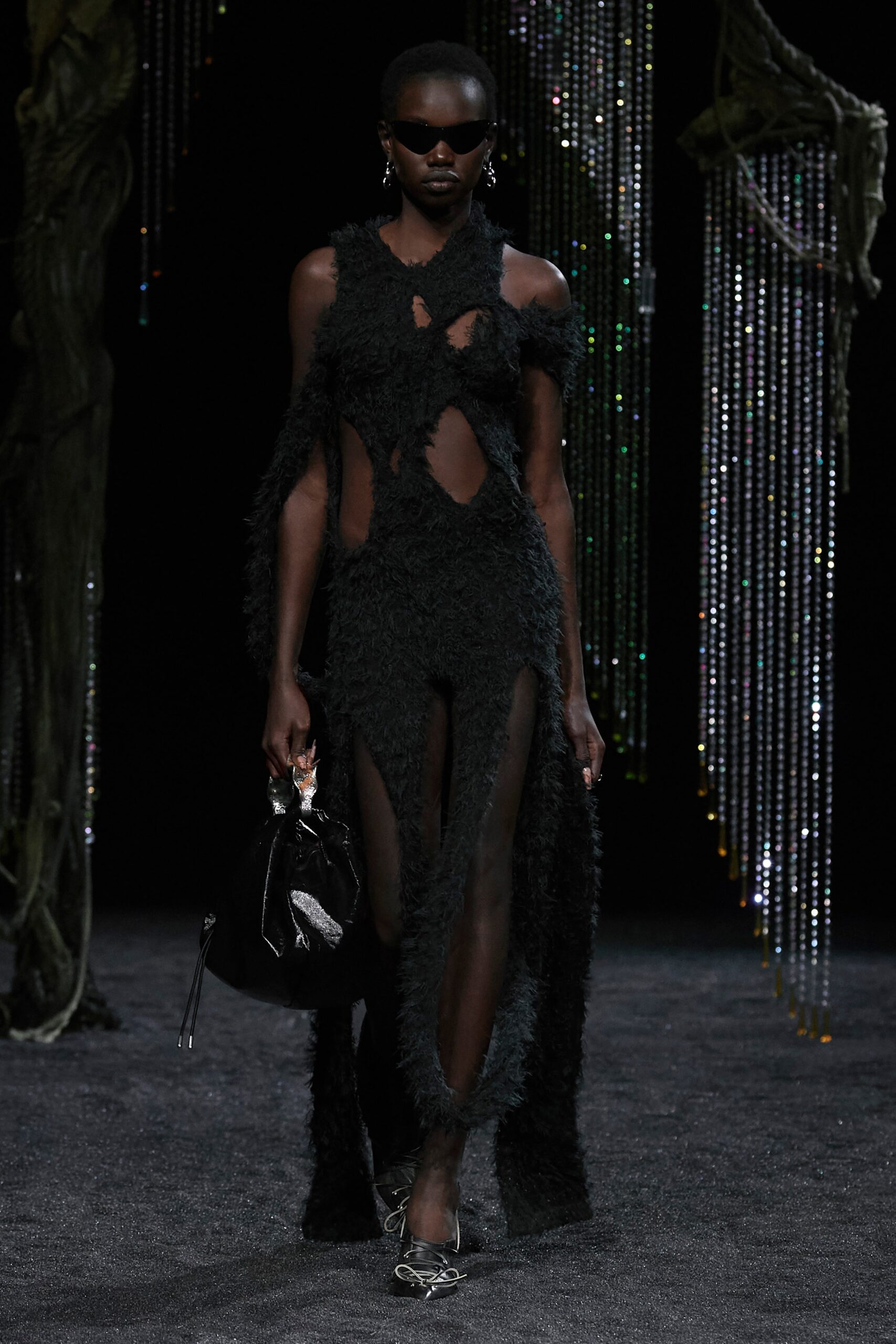 black fur sleeveless dress