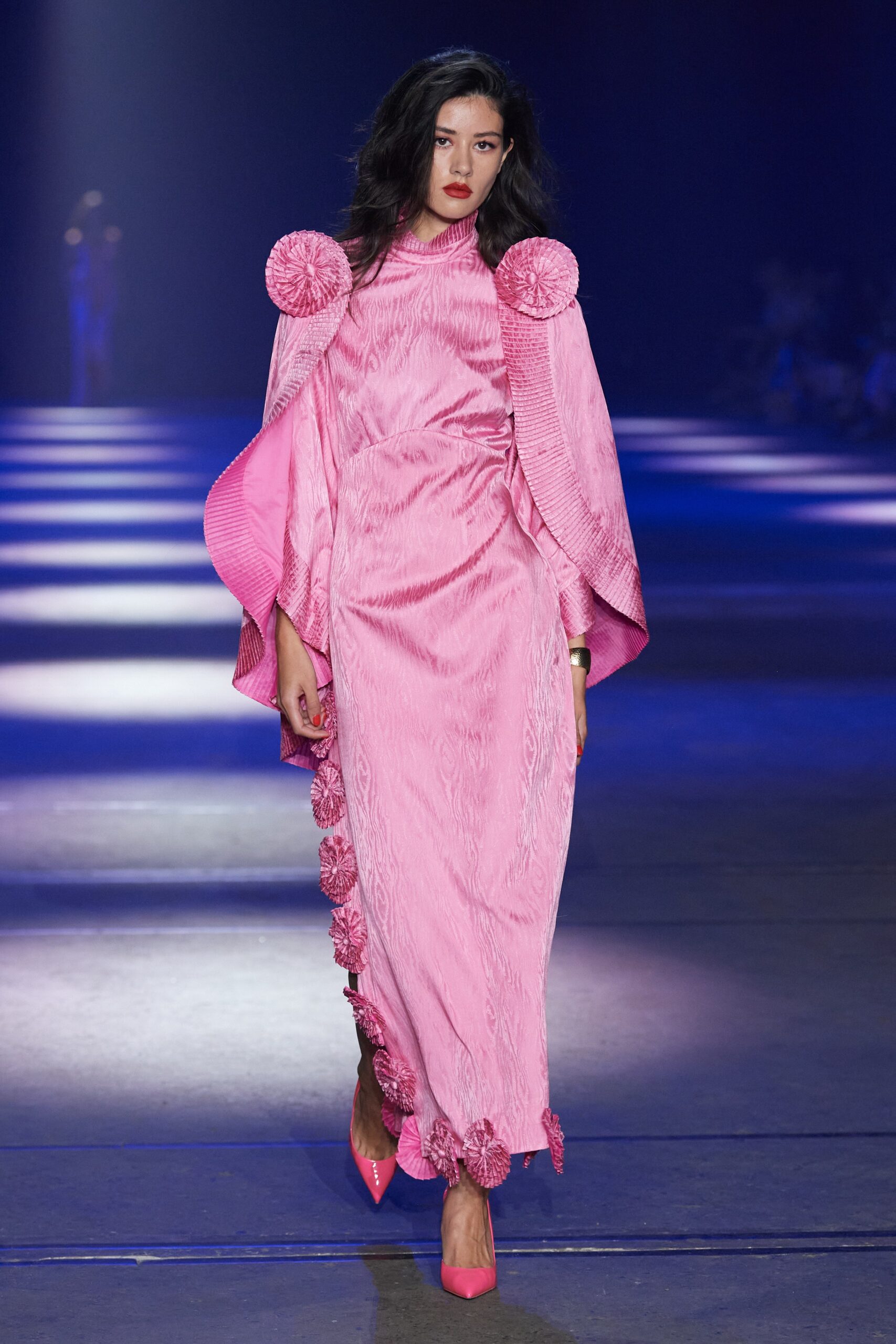 fitted pink silk gown