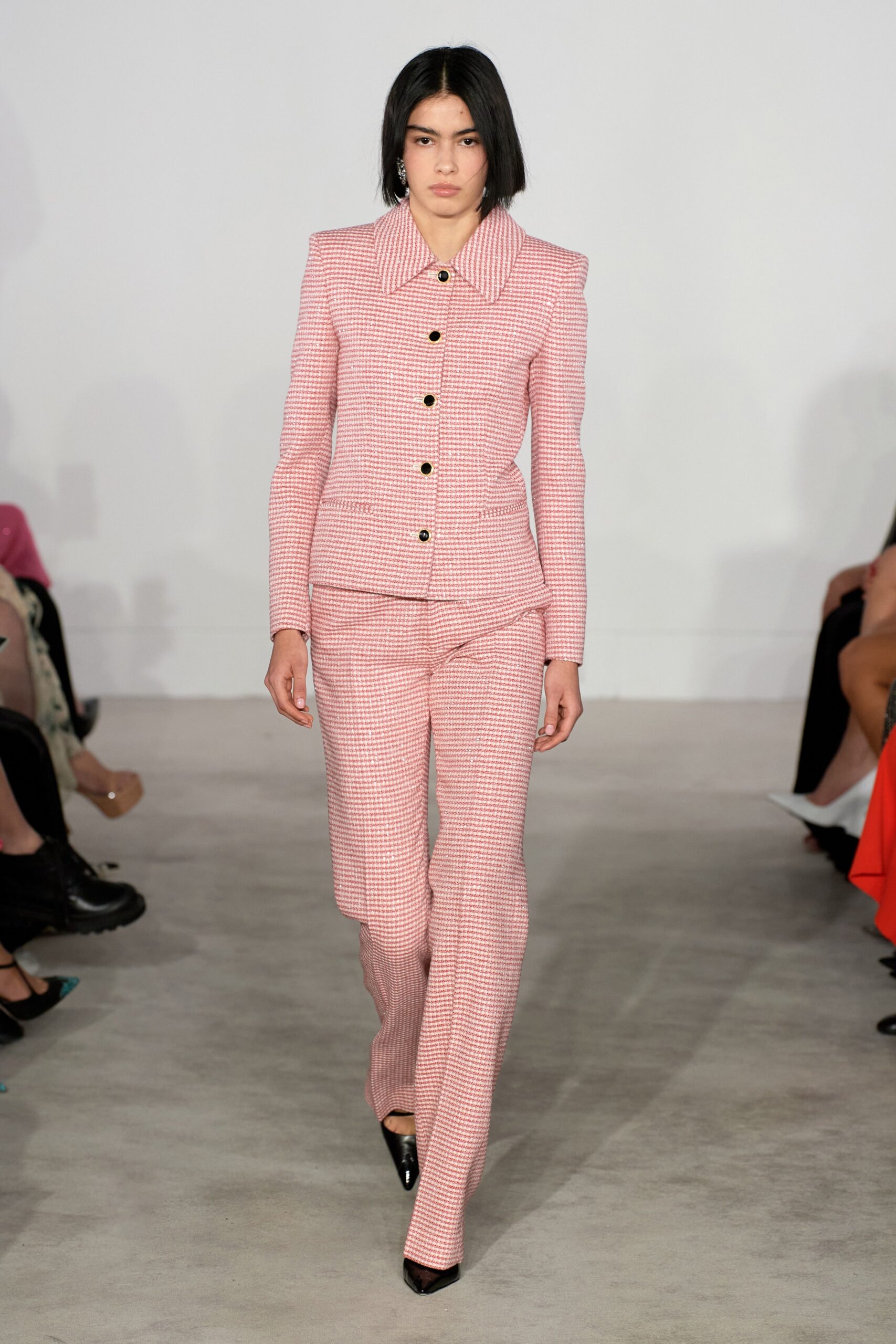 pink tailored suit