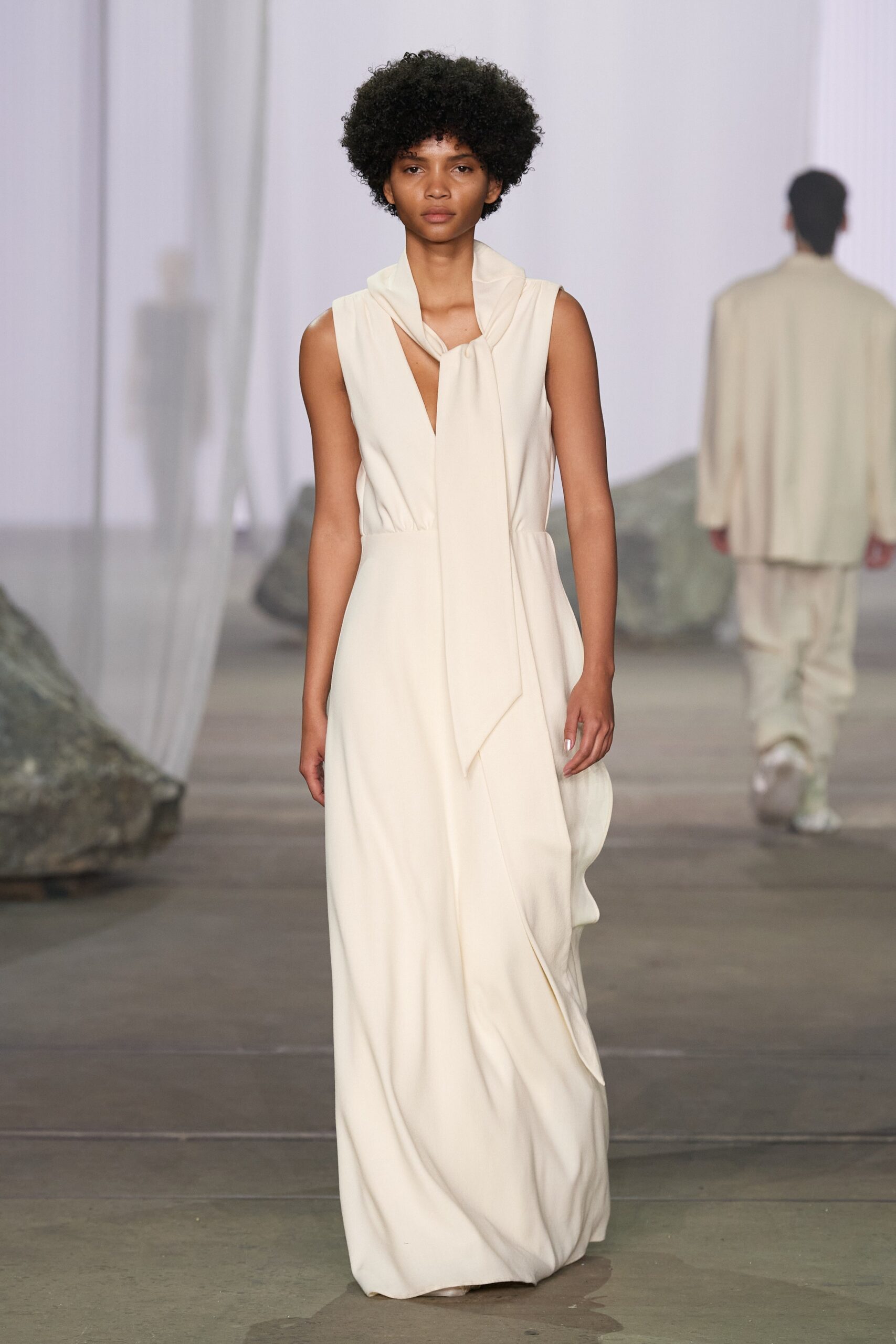 white silk sleeveless dress
