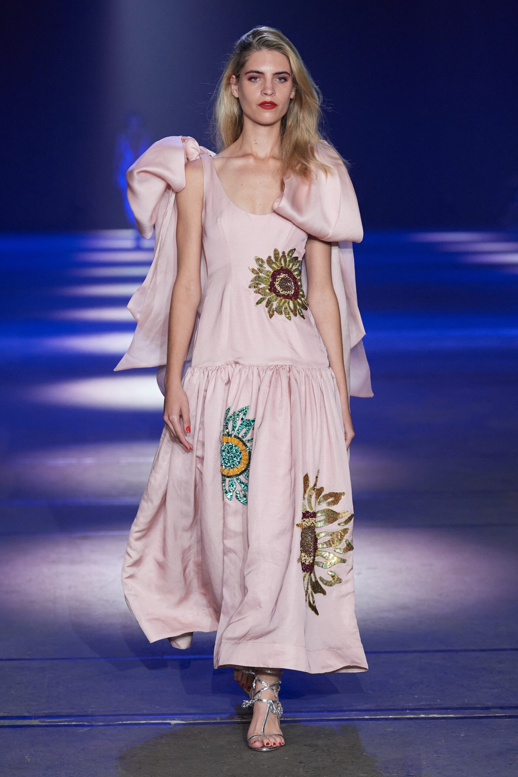 pink silk embroidered maxi dress