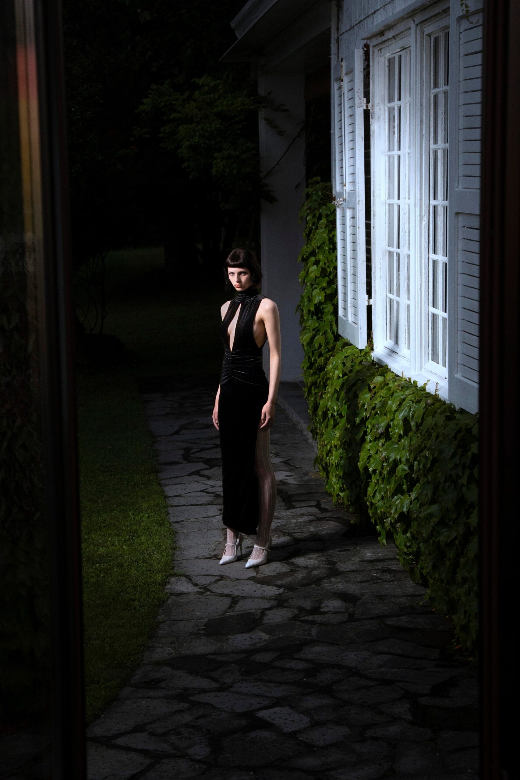 black silk sleeveless dress