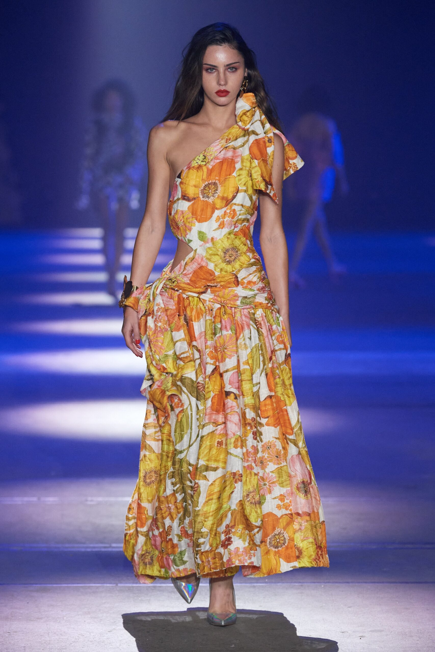 floral maxi gown with cutout
