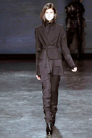 black tailored blazer and fitted pants