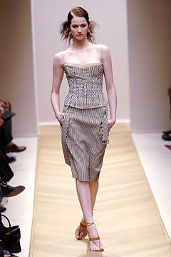 black and white striped bustier and pencil skirt