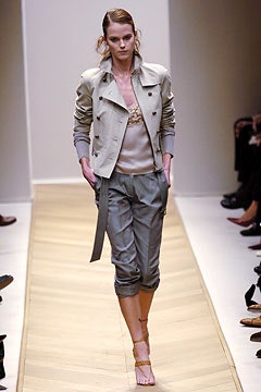 beige fitted jacket with pink top